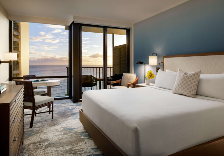 Room with ocean view at sunset